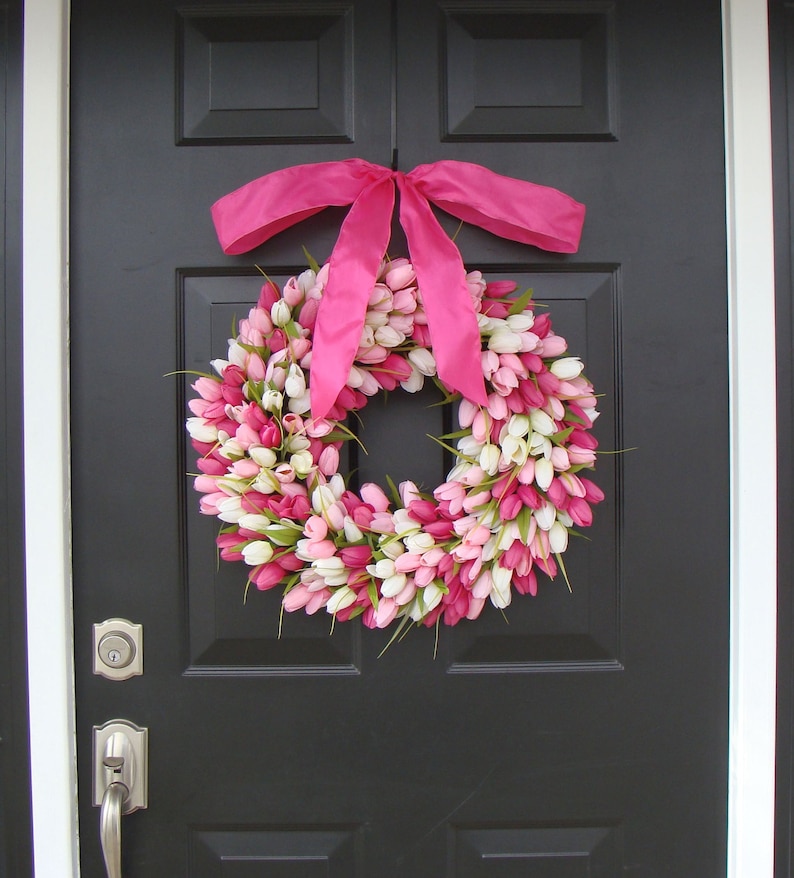 Valentine's Day Wreath Valentine's Day Decor Valentine Decoration Tulip Wreath Pink/ltpink/white