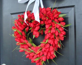 Tulip Heart Wreath: Valentine's Day Front Door Decor