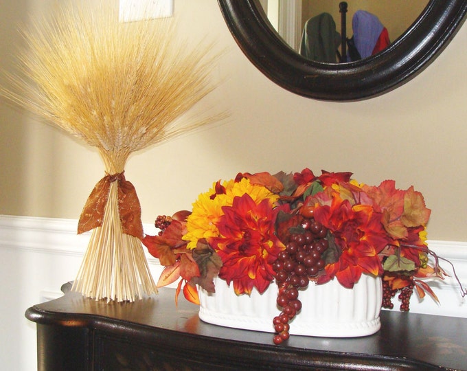 Fall Decoration- XL Wheat Sheath- Thanksgiving Centerpiece- Fall Decor Mantle or Table Decor