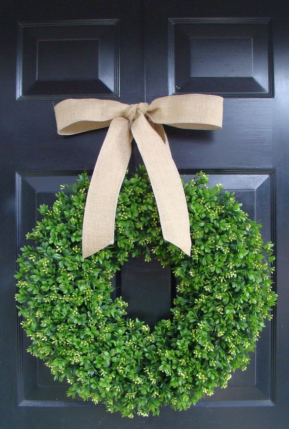 Extra Large Sizes; Indoor//Outdoor Spring Boxwood Wreath for Front Door Decor; Summer Year Round Everyday Artificial Greenery Decoration; Small