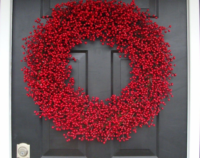 Red Berry Front Door Christmas Wreaths Holiday Decor Berry Wreaths for Door Thanksgiving Wreath, Thanksgiving Decor Weatherproof Etsy Wreath