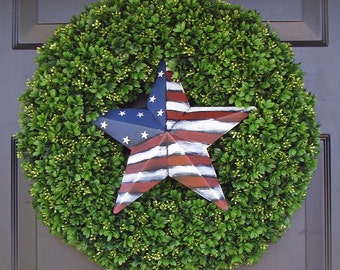 American Flag Star Patriotic Wreath- July 4th Wreath- July 4th Decoration- Patriotic Decoration- July 4th Wreath- Holiday Wreath