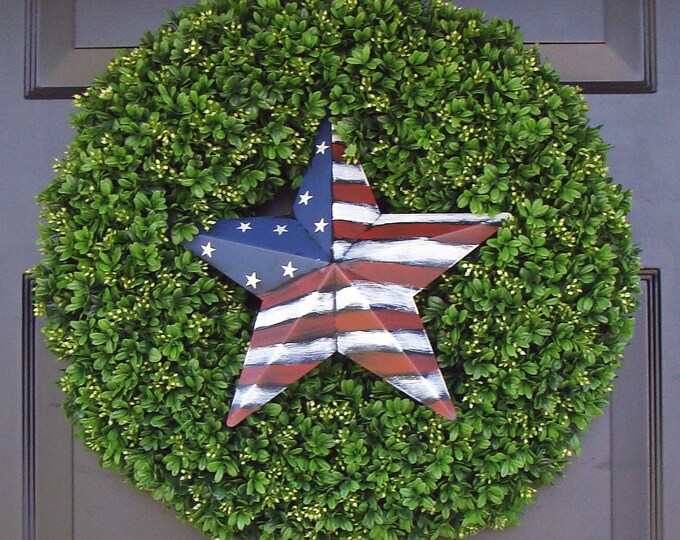 American Flag Star Patriotic Wreath- July 4th Wreath- July 4th Decoration- Patriotic Decoration- July 4th Wreath- Holiday Wreath