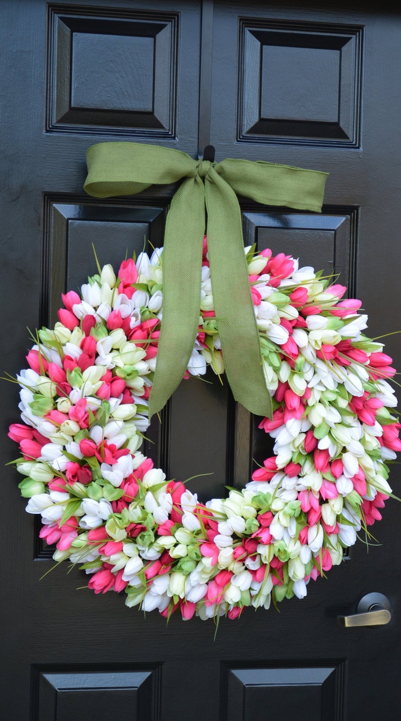 Spring Decor Spring Wreath Tulip Wreath Wreath for Door Door Wreath Etsy Wreath Custom Sizes image 2