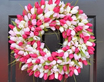 BESTSELLER Spring Wreath- Tulip Spring Wreath- Summer Wreath- Custom Front Door Wreath- Spring Decor- Easter Decoration- Custom colors