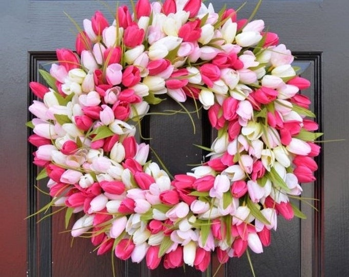 BEST SELLING Custom Tulip Spring Outdoor Wreath Wreath for Spring or Summer Front Door Wreath Spring Decor Easter Decoration Custom colors