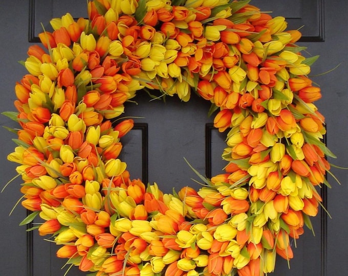 Tulip Spring Wreath: Custom Colors and Sizes Mother's Day Gift or Front Door Decor