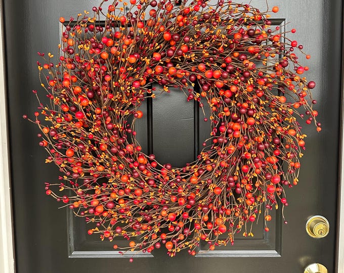 Autumn Berry Wreath: Thanksgiving Front Door Decor, XL Sizes