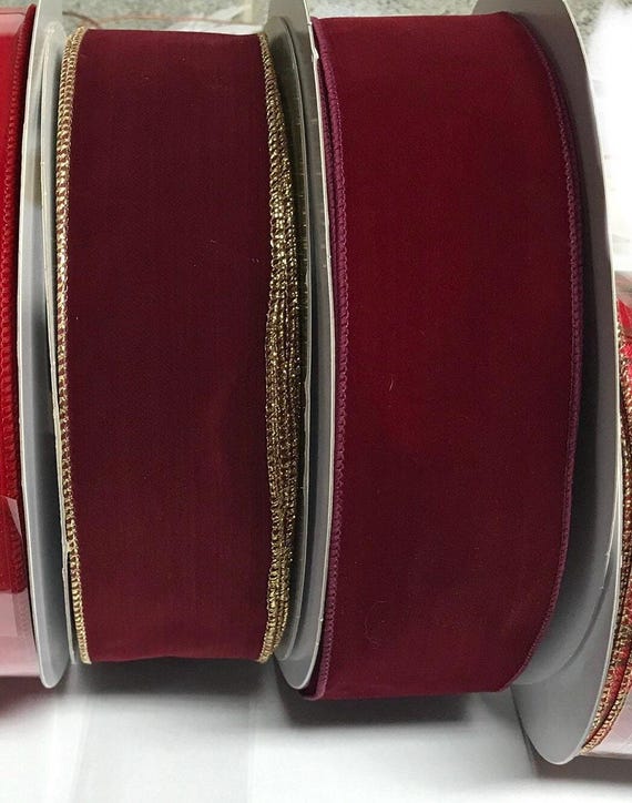 2.5 Inch Wired Christmas Ribbon: Velvet, Weatherproof Bulk Decor