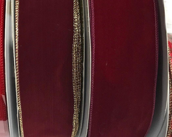 2.5 Inch Wired Christmas Ribbon: Velvet, Weatherproof Bulk Decor