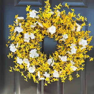 XL Yellow Forsythia Spring Wreath: Outdoor Spring Floral, Front Door Decor image 5