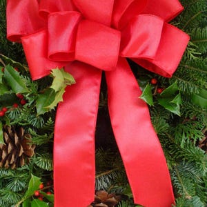 2.5 Inch Wired Christmas Ribbon: Velvet, Weatherproof Bulk Decor Red Satin