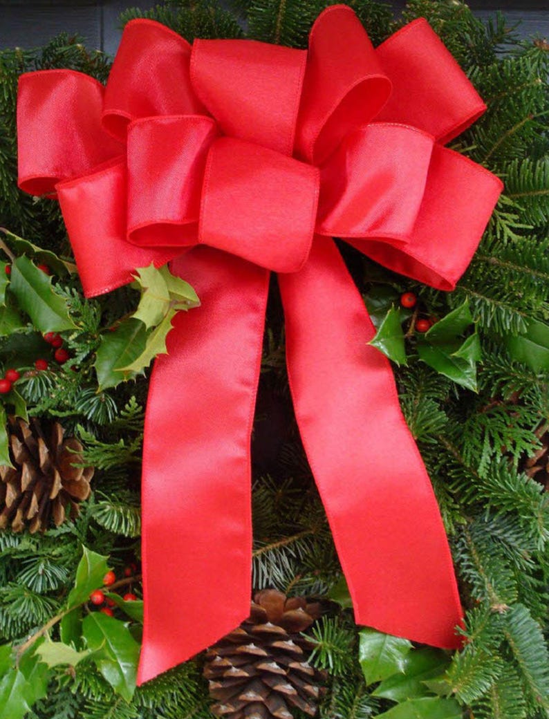 2.5 Inch Wired Christmas Ribbon: Velvet, Weatherproof Bulk Decor Red Satin