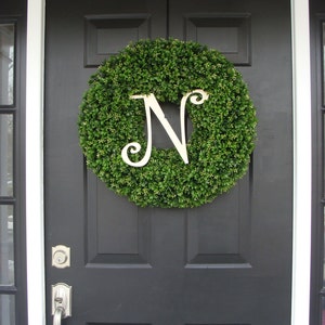 Monogram Boxwood Wreath: Personalized Wedding Decor, Year-Round Wreath