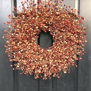 BESTSELLER Pumpkin Pie Fall Wreath, Thanksgiving Wreath Berry Wreath, Thanksgiving Decor XL 16 24 Inch MANY Color Options FALL COLORS