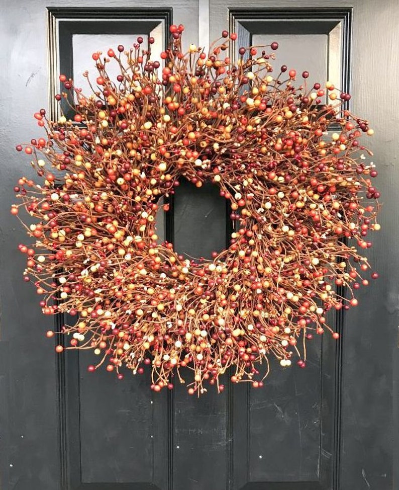 BESTSELLER Pumpkin Pie Fall Wreath, Thanksgiving Wreath Berry Wreath, Thanksgiving Decor XL 16 24 Inch MANY Color Options FALL COLORS