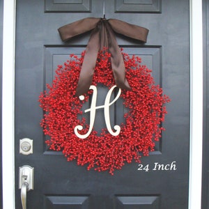 Outdoor Red Berry Christmas Wreath, Weatherproof Berry Christmas Wreaths Durable Winter Wreath, Christmas Wreath for Front Door 12-28 inches image 6