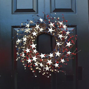 Memorial Day Wreath, Fourth of July Wreath, Americana Wreath, Patriotic Door Wreath, Country Wreath, Rustic Wreath Stars and Stripes image 4