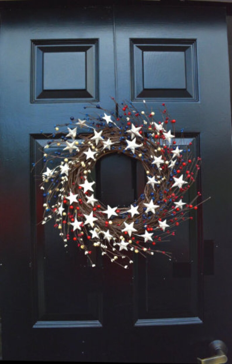 Memorial Day Wreath, Fourth of July Wreath, Americana Wreath, Patriotic Door Wreath, Country Wreath, Rustic Wreath Stars and Stripes image 4