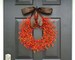 Fall Berry Wreaths,  Monogram Fall Wreaths, Orange Pumpkin Wreath with Bow WEATHERPROOF Berries 