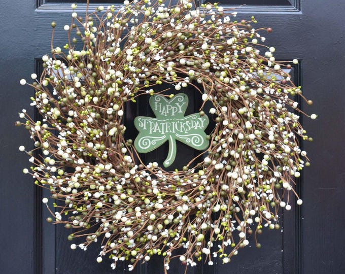 Spring Berry Wreath, St Patricks Day Wreath, Spring Berry Wreath with Monogram, Outdoor Spring Wreath, Easter Decorations, Front Door Decor