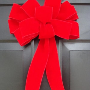 Handmade Velvet Christmas Bow: Weatherproof Holiday Decor