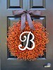 BESTSELLING Weatherproof Berry Monogram Fall Wreath- Outdoor Pumpkin Orange Fall Wreath-Autumn Berry Wreath- Fall Wedding Decor-WEATHERPROOF 