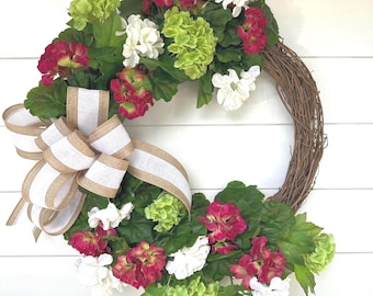 Ghirlanda per porta d'ingresso con peonie primaverili rosa e ranuncoli, ghirlanda per orecchie con agnelli di peonie rosa e bianche, regalo unico per la mamma, regalo per lei, festa della mamma