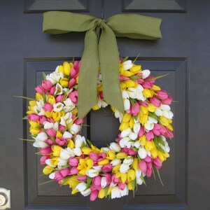 Spring Decor Spring Wreath Tulip Wreath Wreath for Door Door Wreath Etsy Wreath Custom Sizes image 1