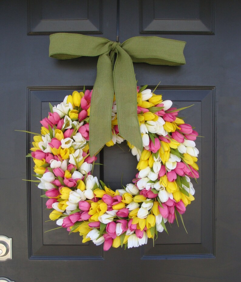 Spring Decor Spring Wreath Tulip Wreath Wreath for Door Door Wreath Etsy Wreath Custom Sizes image 1