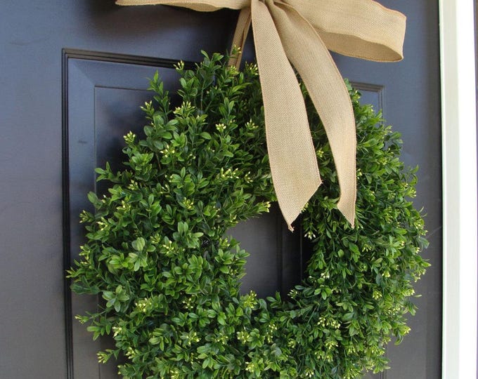 BESTSELLING Outdoor Faux Boxwood Wreath, Monogram Spring Summer Wreath, Outdoor Front Door Hanging, Fall Wreaths, Spring Decor, Year Round