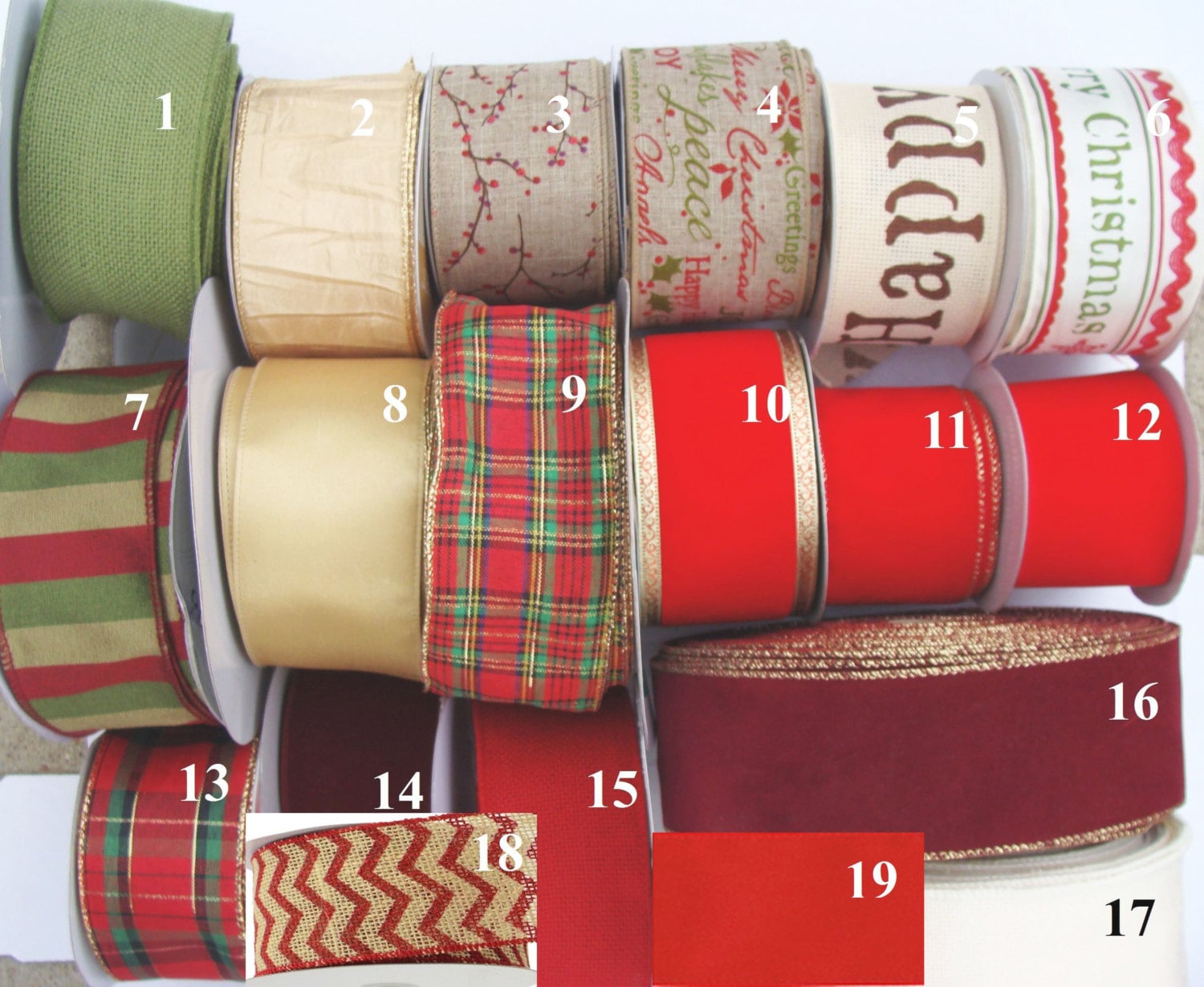 2m LUXURY WIRED CHRISTMAS RIBBON 5 designs to choose from 