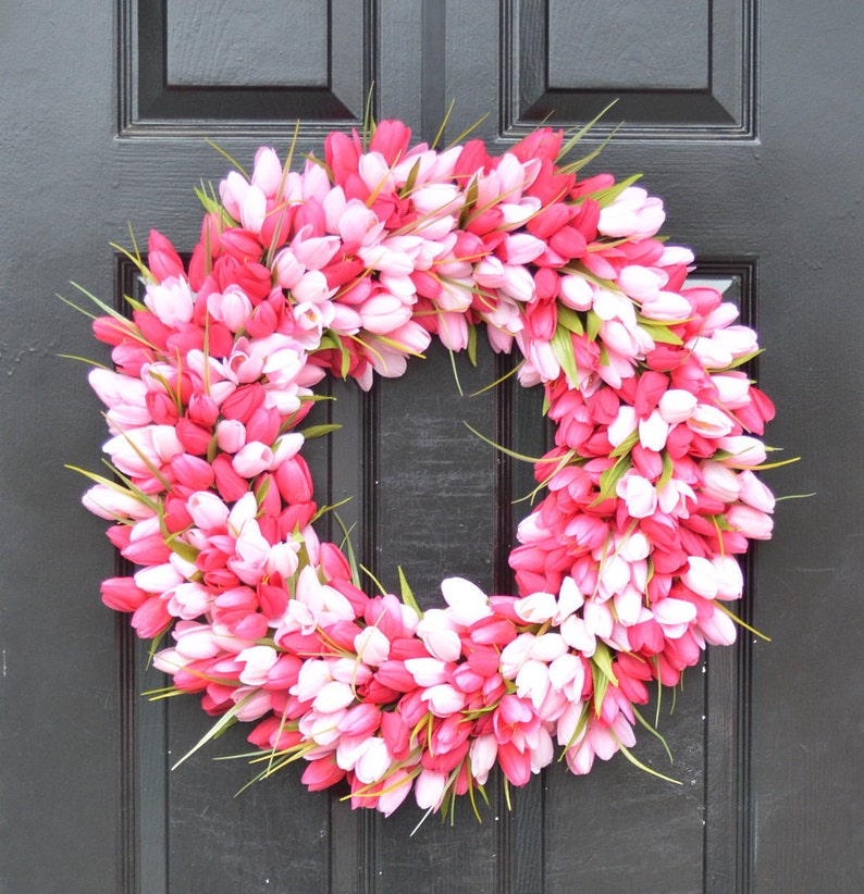 Easter Wreath Spring Wreath Spring Decor Spring Tulip Wreath, Outdoor Door Wreath, Custom Colors Summer Wreath The ORIGINAL Tulip Wreath image 7