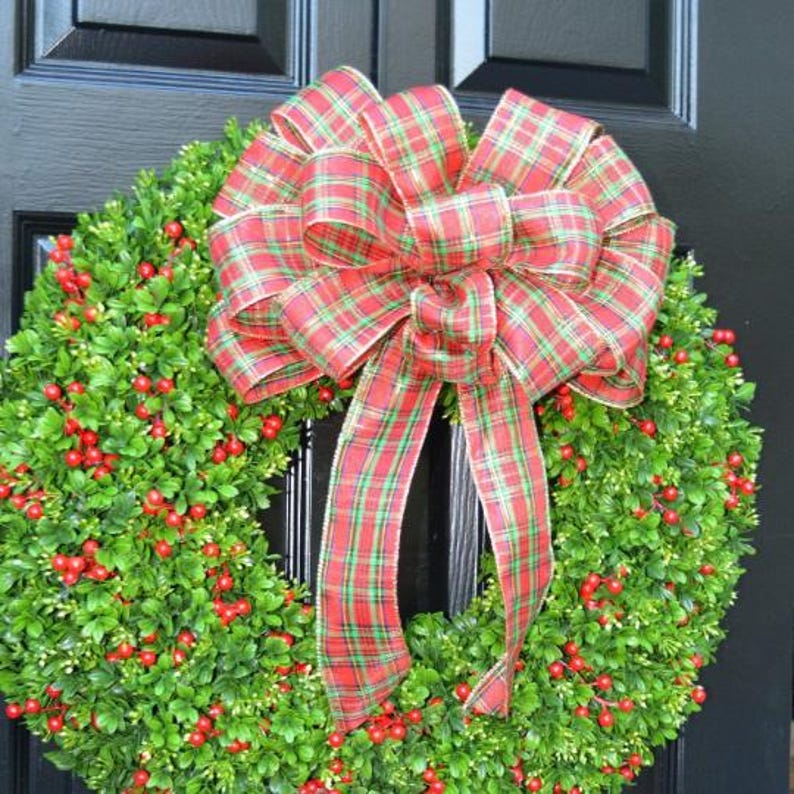 2.5 Inch Wired Christmas Ribbon: Velvet, Weatherproof Bulk Decor Christmas Plaid