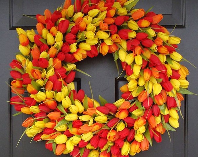 Tulips Spring Wreath- Spring Decor-Spring Tulips Wreath, Custom Colors and Sizes- Summer Wreath- The ORIGINAL Tulip Wreath