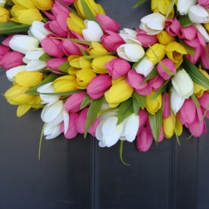 Easter Wreath Spring Wreath Spring Decor Spring Tulip Wreath, Outdoor Door Wreath, Custom Colors Summer Wreath The ORIGINAL Tulip Wreath image 9