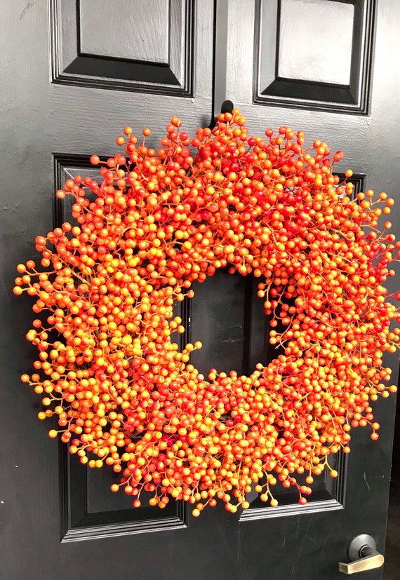 BESTSELLING Fall Wreath Orange Weatherproof Fall Berry Halloween Wreath, Fall, Halloween Decor, Halloween Decoration, WEATHERPROOF Berries