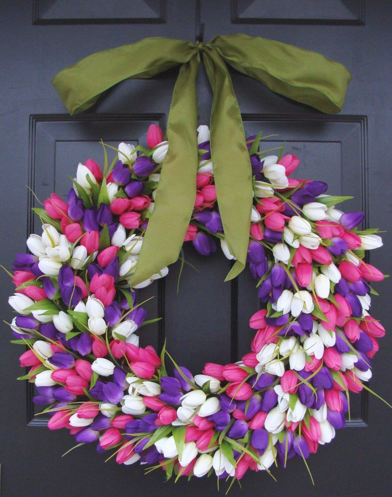 Custom Spring Wreath Easter Wreath Mothers Day Wreath Easter Decor Outdoor Wreath Door Wreath image 3