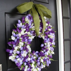 Spring Decor Spring Wreath Tulip Wreath Wreath for Door Door Wreath Etsy Wreath Custom Sizes image 3