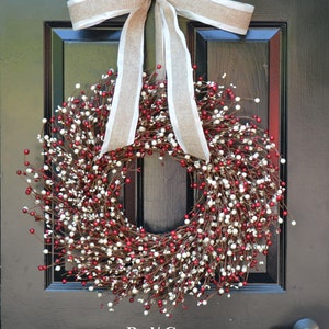 Best Selling Spring Wreath Cream Berry Wreath Door Wreath Year Round Wreath White Wedding Wreath Christmas Wreath Spring Decor Fall Wreath Red/Cream