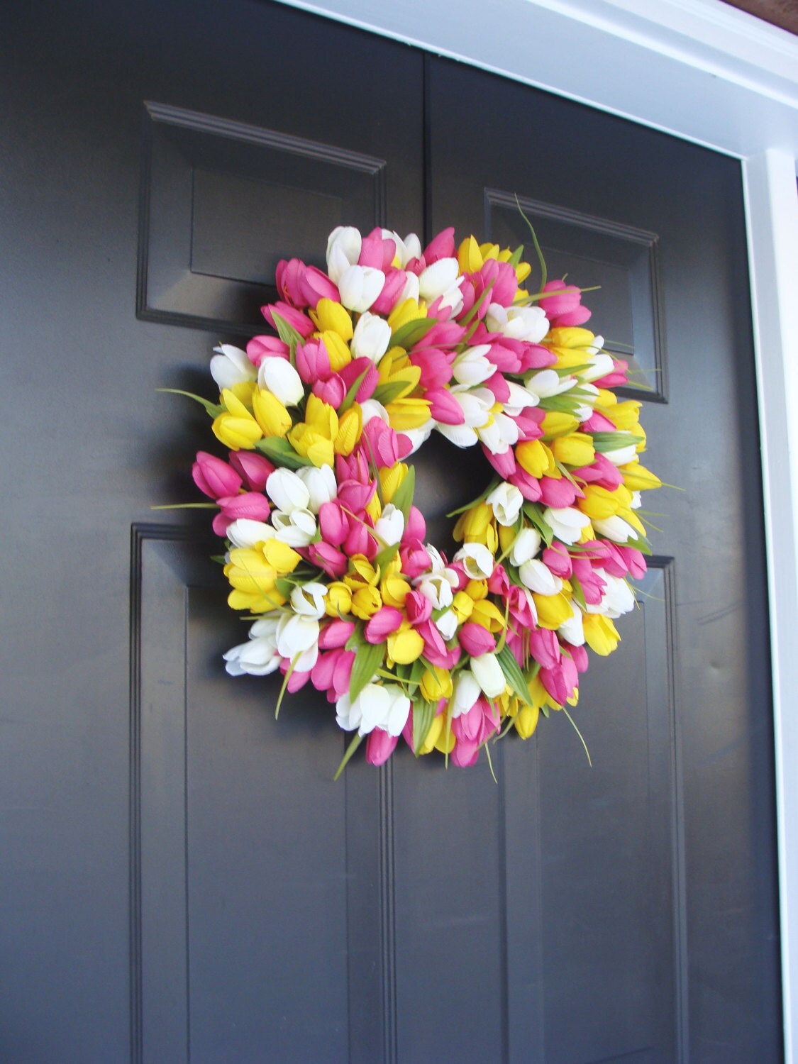 Silk Thin Spring Tulip Wreath Storm Door Wreaths Front Door