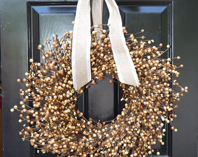 Autumn Berry Fall Wreath, Front Door Wreath Thanksgiving Berry Wreath, Thanksgiving Decor XL 18 - 24 INCH Sizes Available