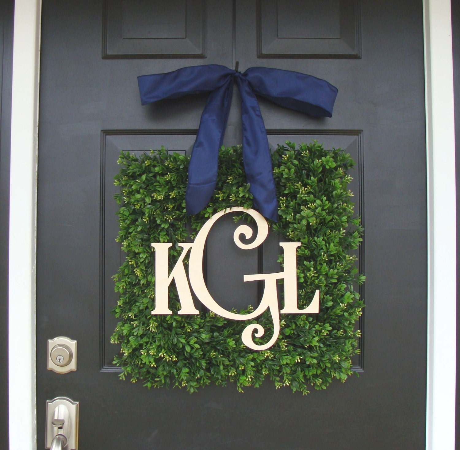 Boxwood Wood Monogram Wreath Monogram Boxwood