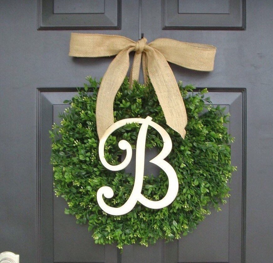 Bestselling Outdoor Faux Boxwood Wreath Monogram Spring