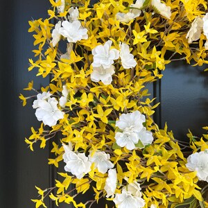 XL Yellow Forsythia Spring Wreath: Outdoor Spring Floral, Front Door Decor image 8