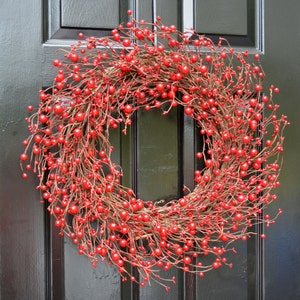 Red Berry Wreath- Berry Door Wreath- Year Round Wreath- Christmas Wreath- Winter Wreath- Fall Wreath- Red Christmas Decor