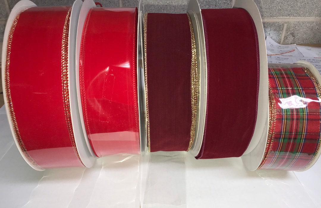 2 1/2 Inch Wired Outdoor Christmas RIBBON Bulk Ribbon Weatherproof Christmas Decor for Christmas 