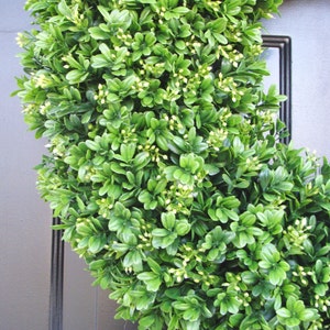 Realistic 20 inch Faux Boxwood Wreath shown  sizes 12 to 30 image 5
