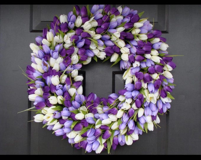 Tulip Spring Wreath: Custom Color Silk Door Wreath