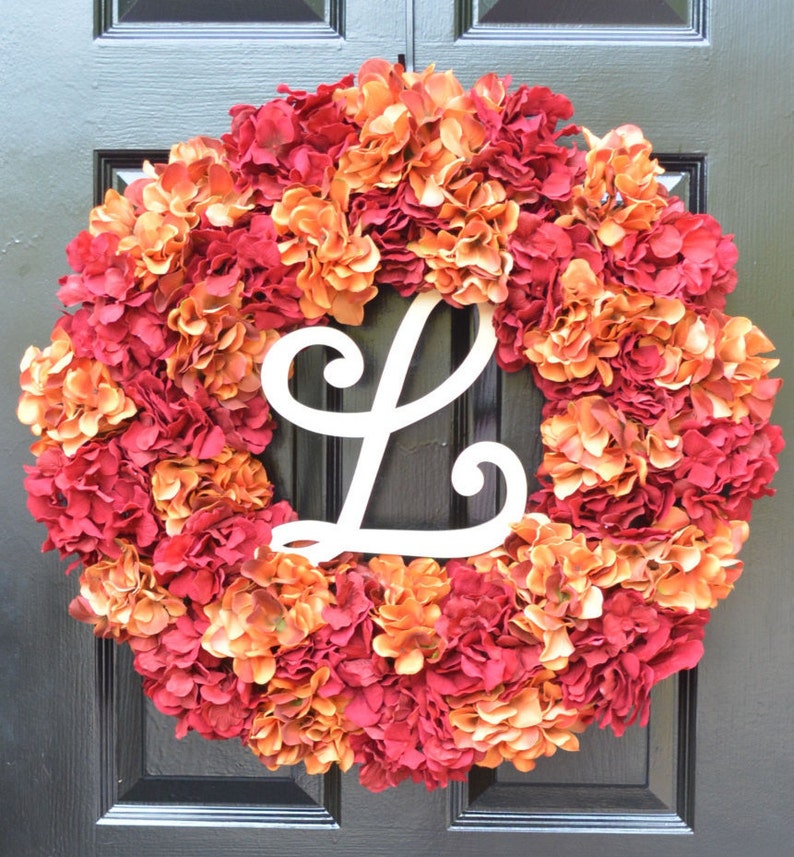 Fall Decor Fall Hydrangea Wreath Hydrangea Fall Wreath,Thanksgiving Wreath Red Orange Pumpkin Spice Fall Wreath Ready